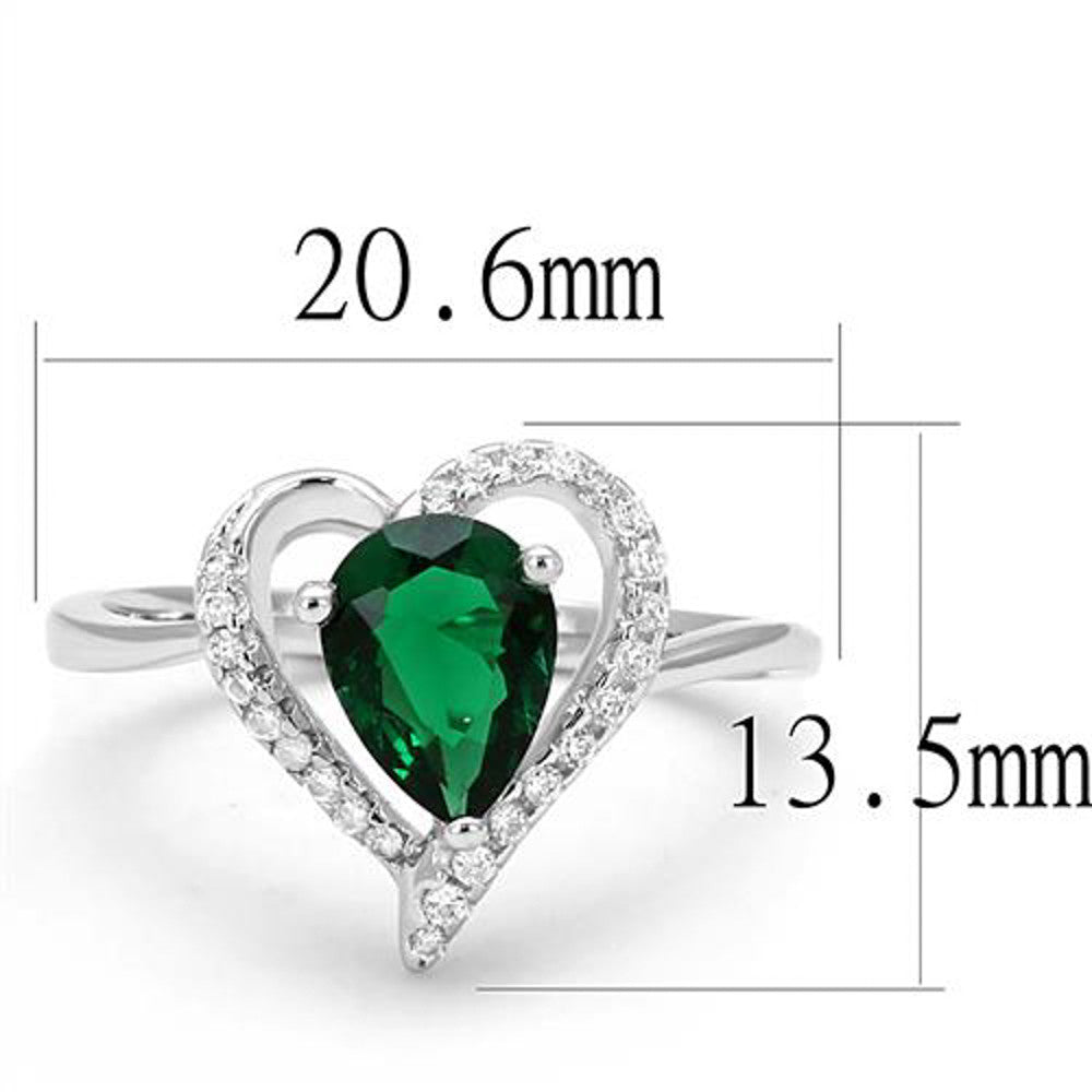 1.3Ct Pear Cut Emerald Green Cubic Zirconia .925 Sterling Silver Engagement Ring