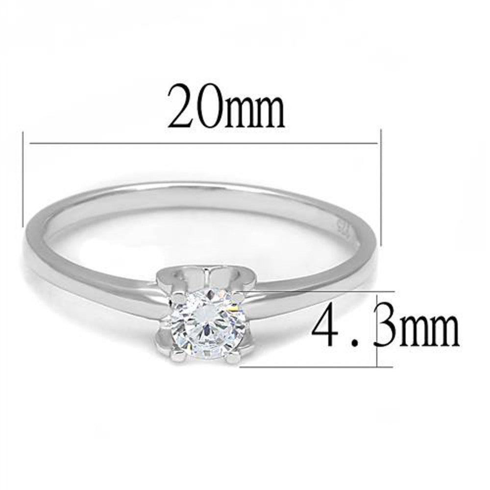 Women's .25 Ct Round Cut Cz .925 Sterling Silver Rhodium Plated Engagement Ring