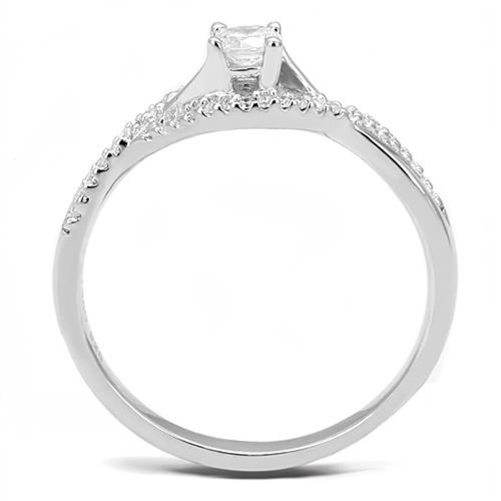 AR3W1390 Women's .25 Ct Round Cut Cz .925 Sterling Silver Rhodium Plated Engagement Ring