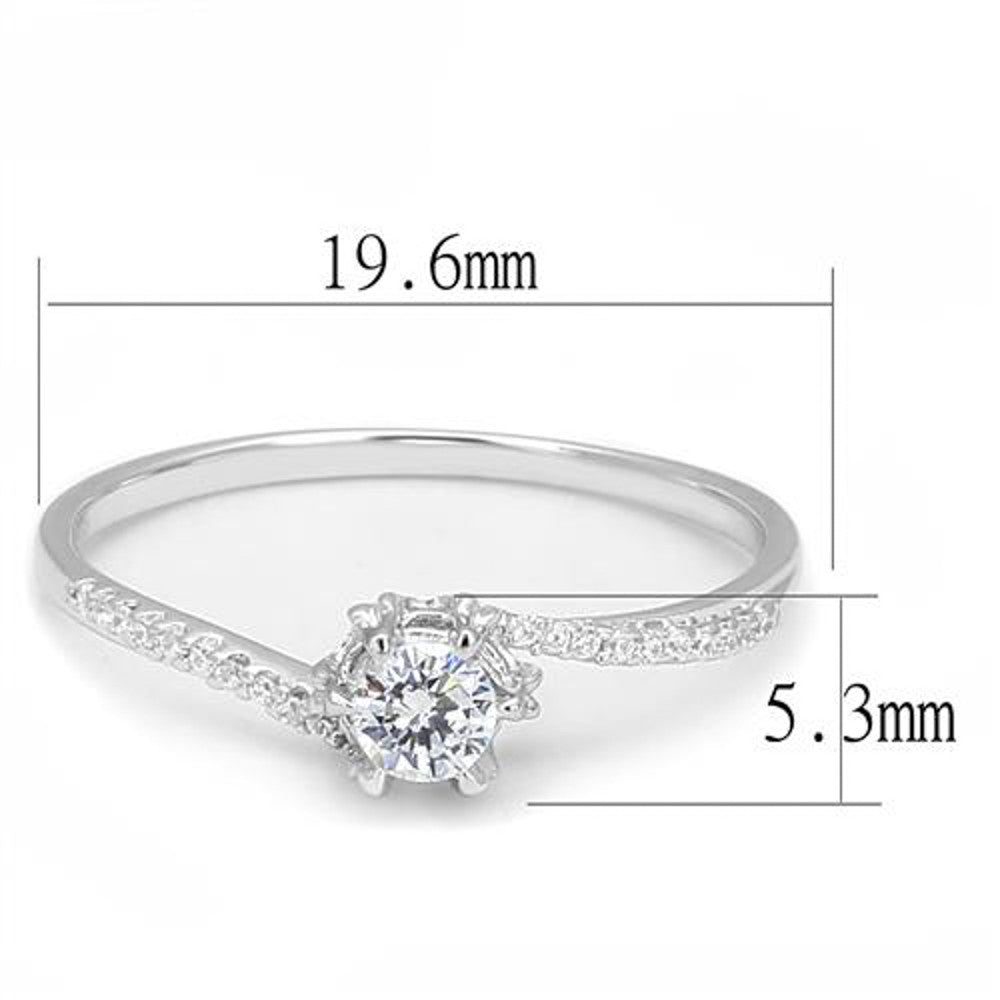 AR3W1392 Women's 1/2 Ct Round Cut Cz .925 Sterling Silver Rhodium Plated Engagement Ring