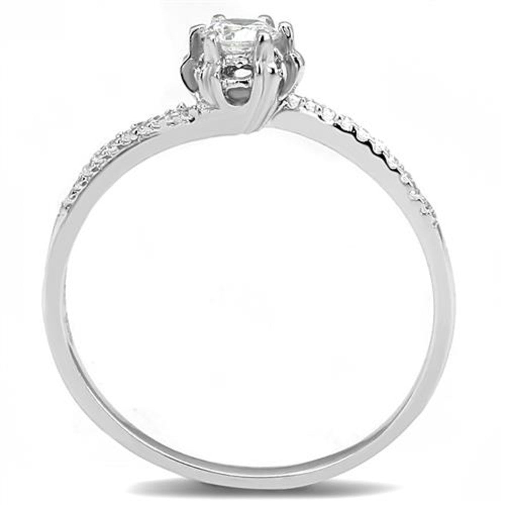 AR3W1392 Women's 1/2 Ct Round Cut Cz .925 Sterling Silver Rhodium Plated Engagement Ring