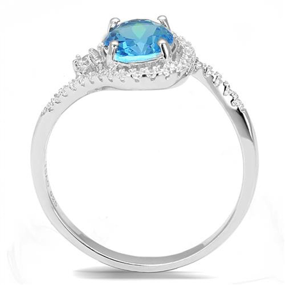 AR3W1393 1.3Ct Oval Cut London Blue Synthetic Spinel .925 Sterling Silver Engagement Ring