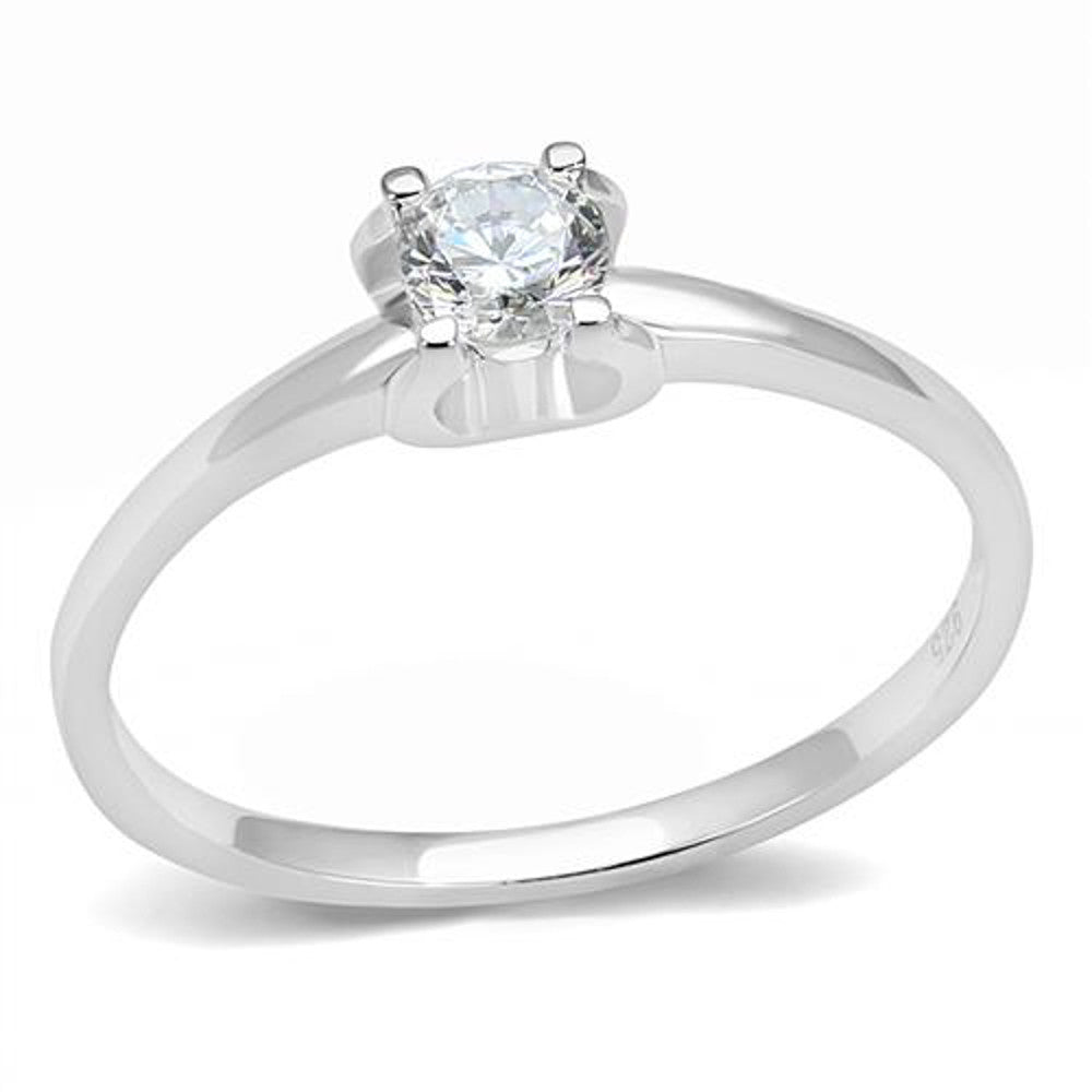Women's .25 Ct Round Cut Cz .925 Sterling Silver Rhodium Plated Engagement Ring