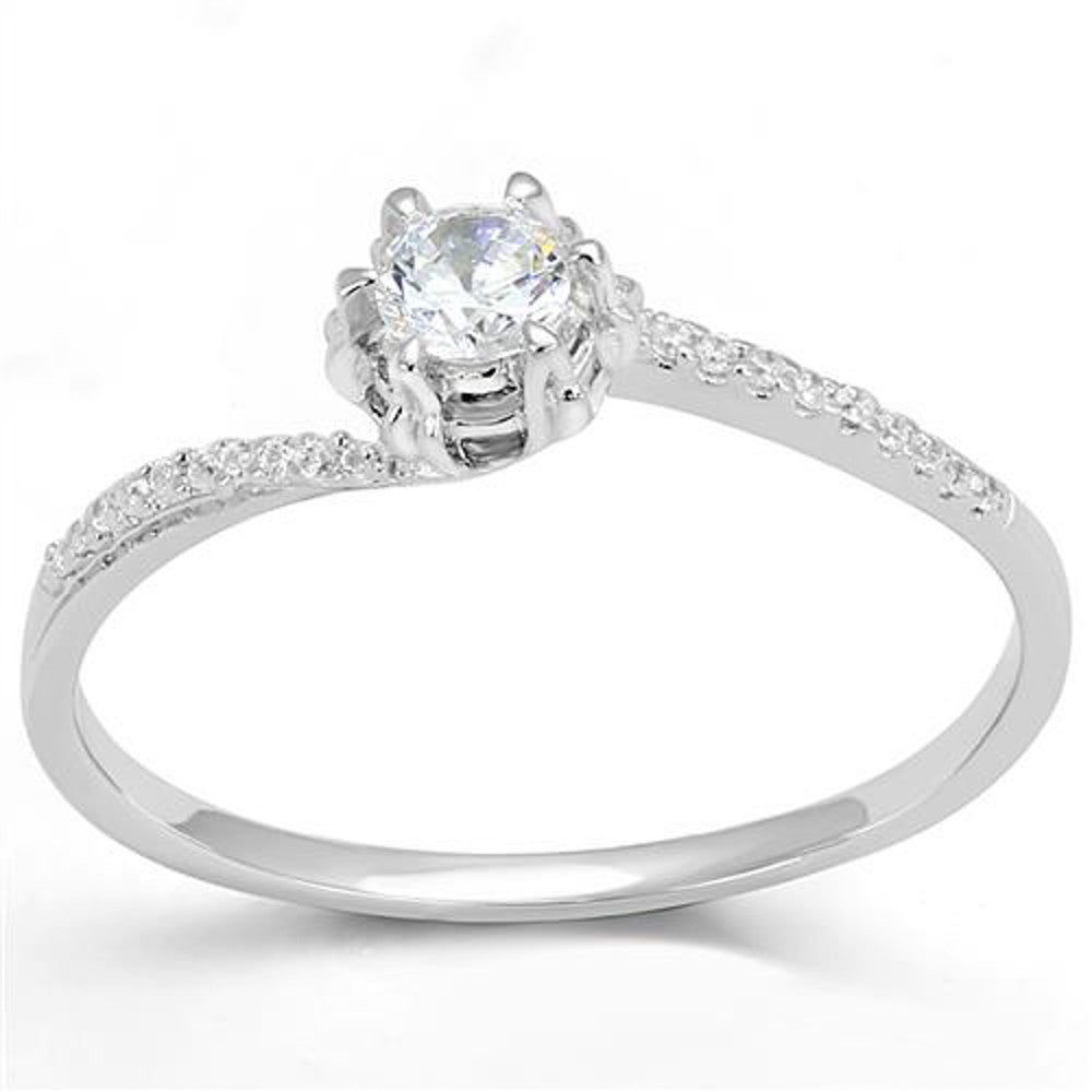 Women's 1/2 Ct Round Cut Cz .925 Sterling Silver Rhodium Plated Engagement Ring