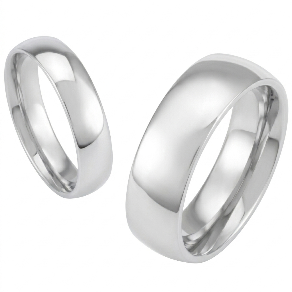 ST2176-AR001 His & Her 3pc Stainless Steel 2.70 Ct Cz Bridal Set & Men's Classic Wedding Band
