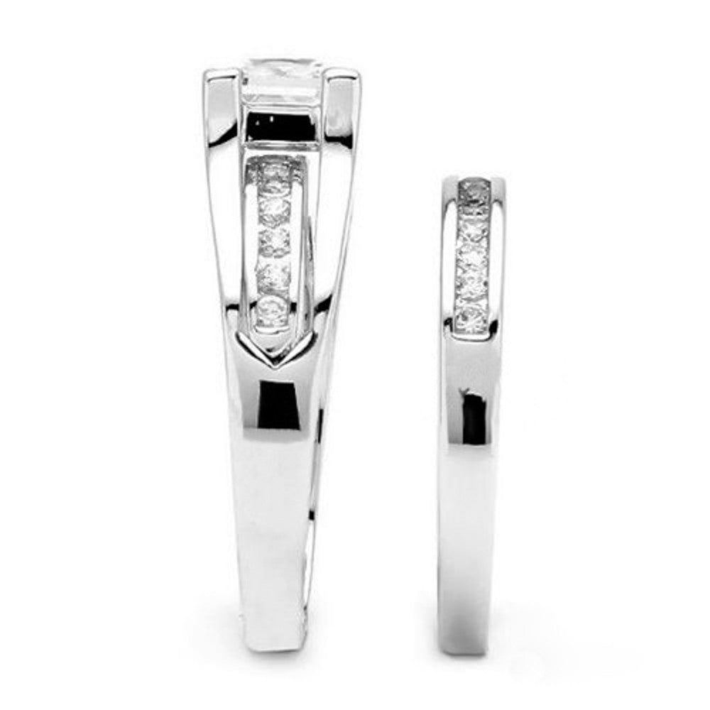 Women's .925 Sterling Silver 2.10 Ct Princess Cubic Zirconia Wedding Ring Set