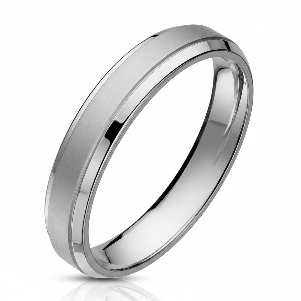 ARM0006 Stainless Steel Mirror Polished Flat Band with Beveled Edge 4-8mm Width Sz 5-14