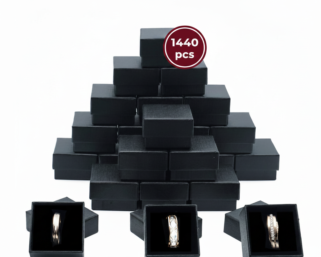 Wholesale Pack of Black Ring Gift Box with Foam and Velvet Insert