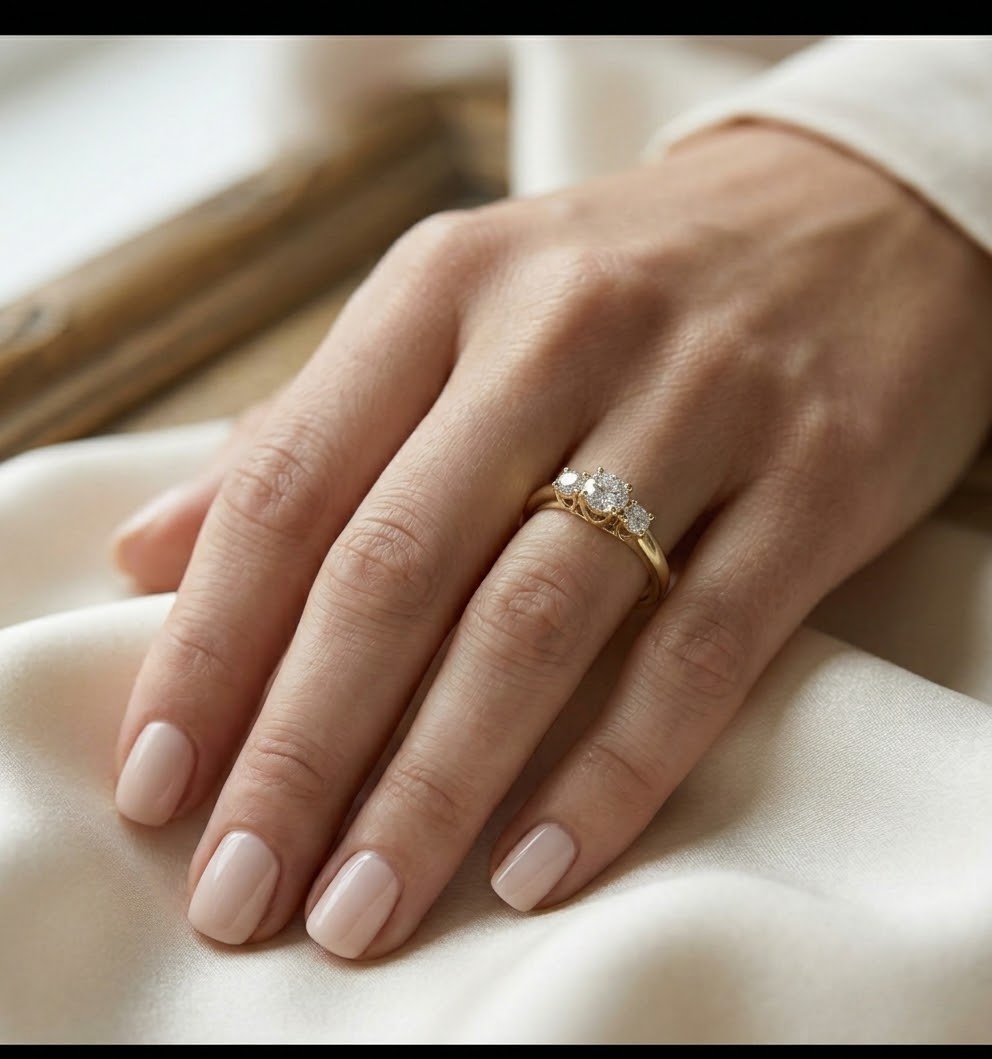 Women's Stainless Steel Gold Plated Anniversary Engagement Ring Size 5-10
