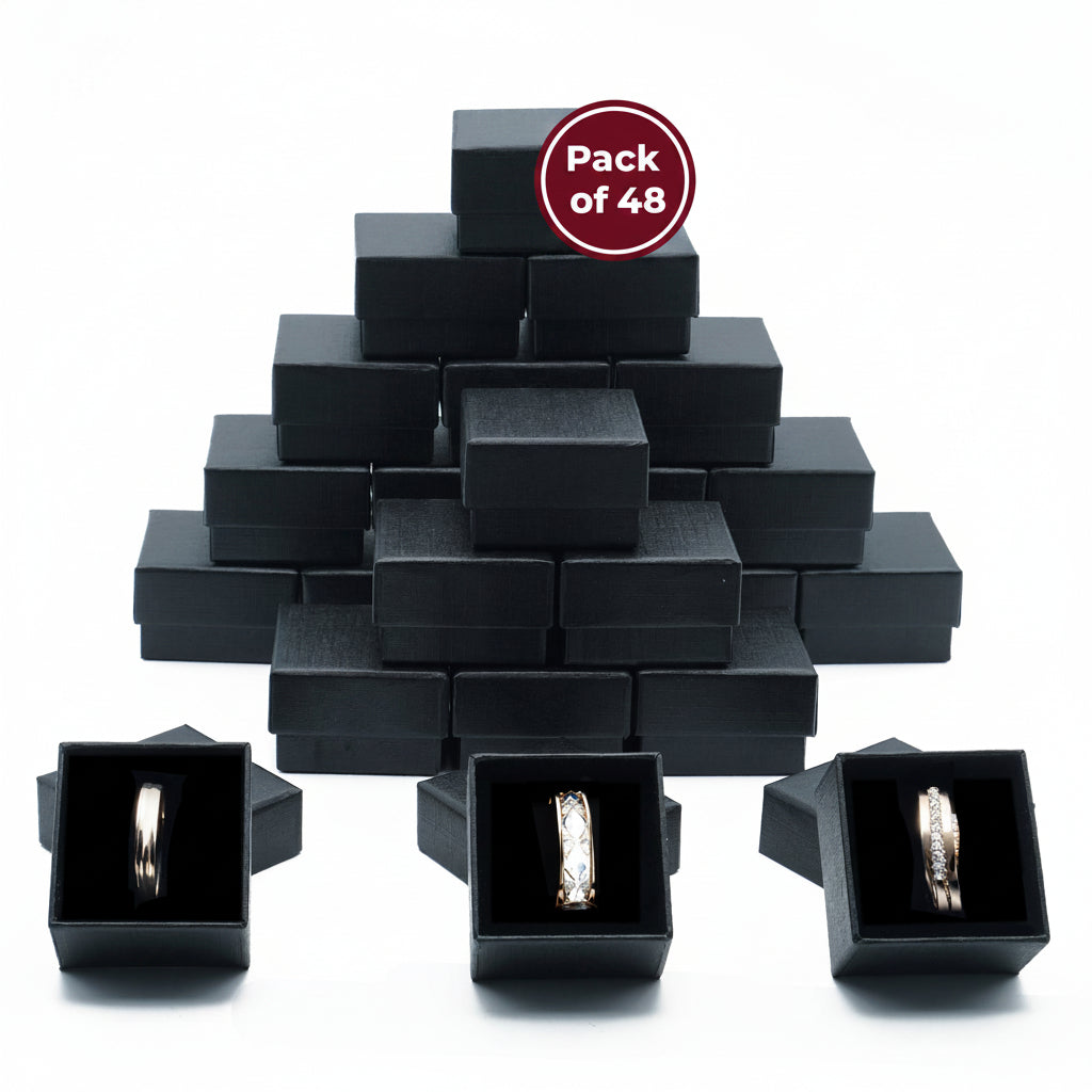 Wholesale Pack of Black Ring Gift Box with Foam and Velvet Insert