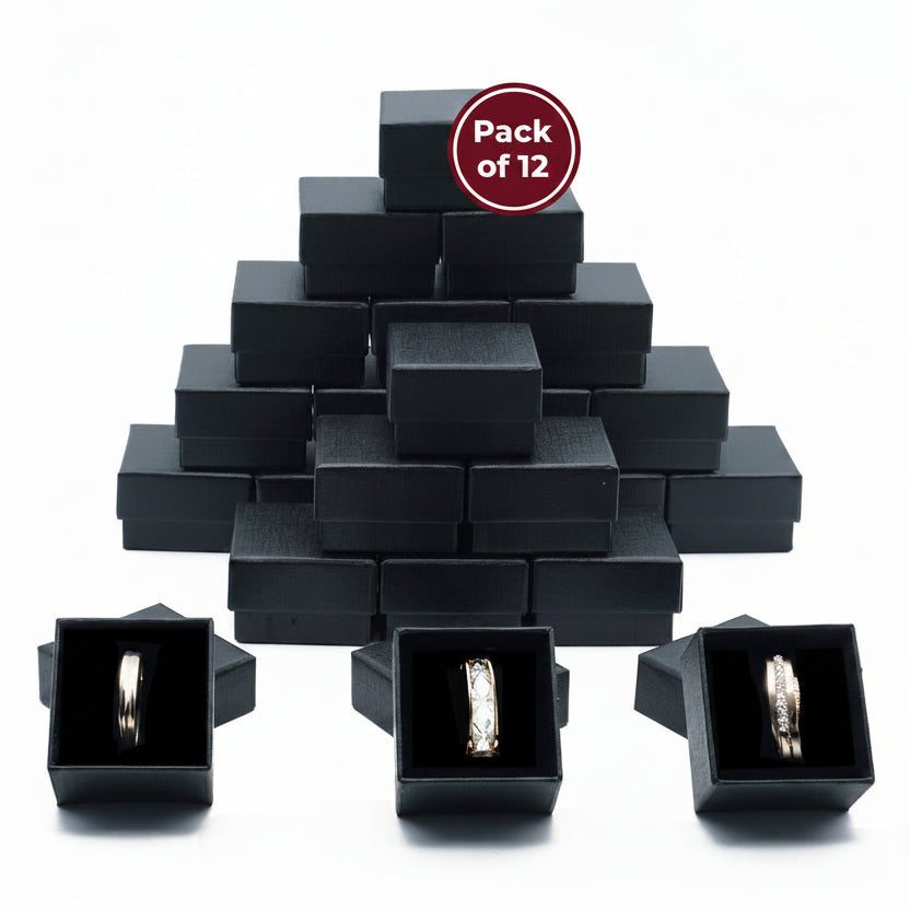Wholesale Pack of Black Ring Gift Box with Foam and Velvet Insert