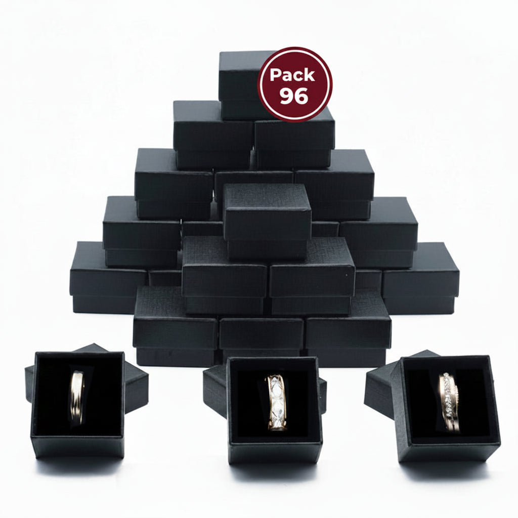 Wholesale Pack of Black Ring Gift Box with Foam and Velvet Insert