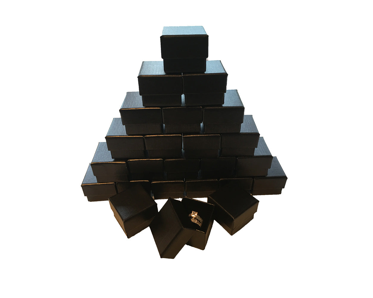 Wholesale Pack of Black Ring Gift Box with Foam and Velvet Insert