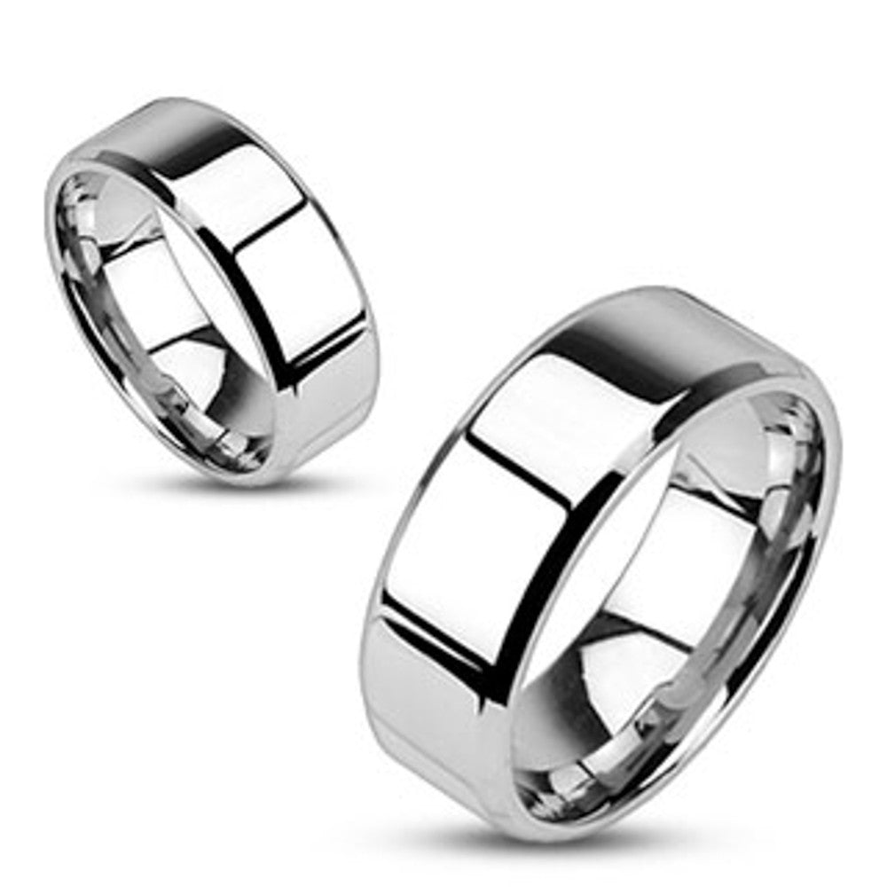 ST1319-ARM0006 His & Hers 3pc Marquise Stainless Steel Bridal Ring Set & Mens Beveled Edge Band