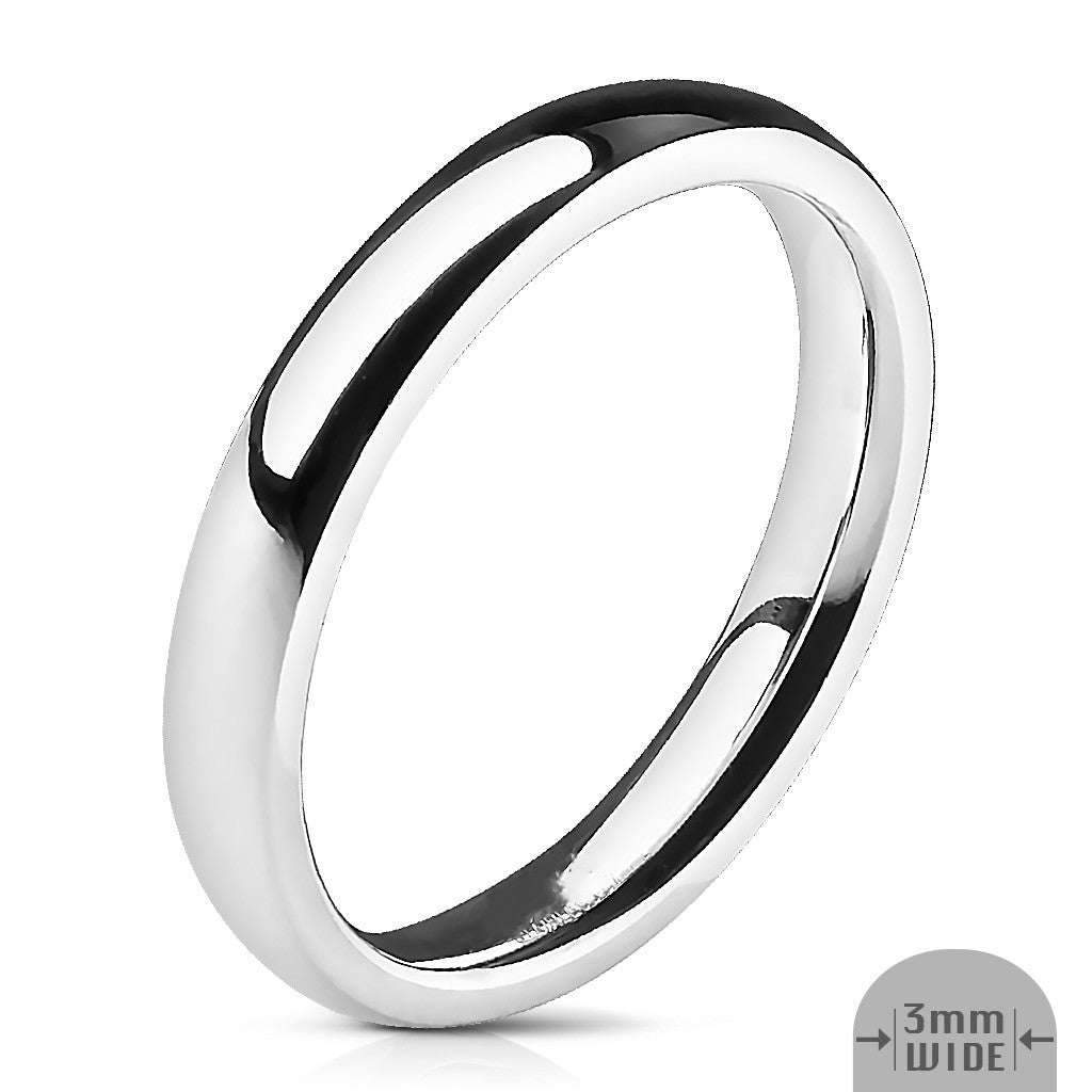 AR001 Stainless Steel 316L High Polished Wedding Band Ring 3mm-8mm Wide Sizes 4.5-14