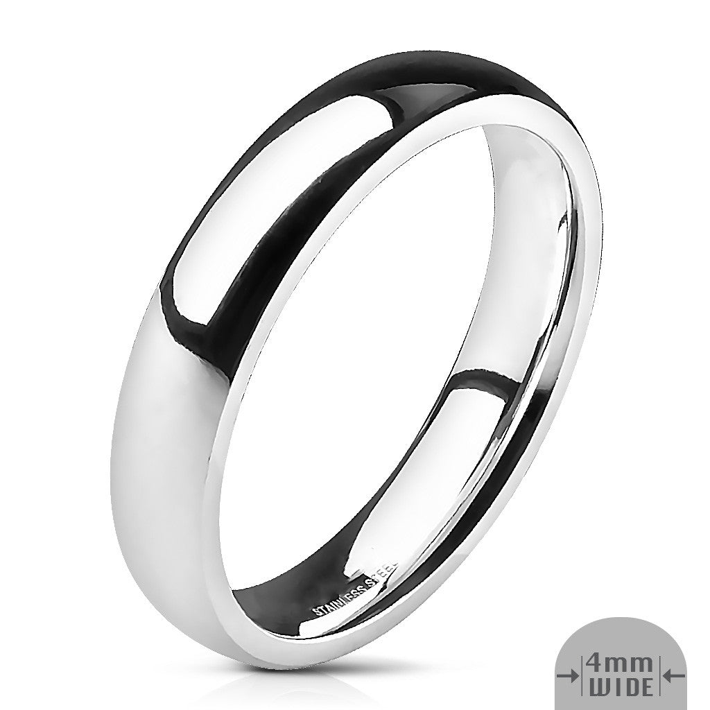 AR001 Stainless Steel 316L High Polished Wedding Band Ring 3mm-8mm Wide Sizes 4.5-14