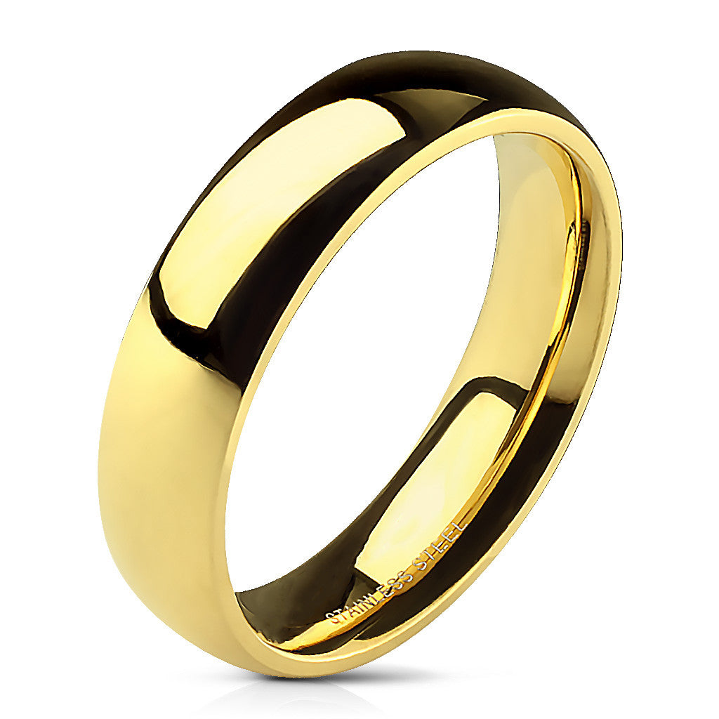 Classic 14k Gold Plated Comfort Fit Wedding Ring - Stainless Steel Band 3mm-8mm