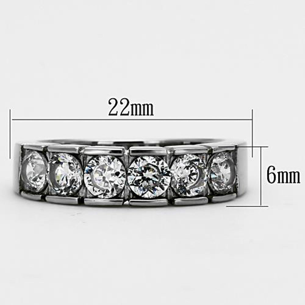 ARTK1082 Stainless Steel 1.50 Ct Round Cut Cz 316 Wedding Band Ring Women's Sizes 5-10