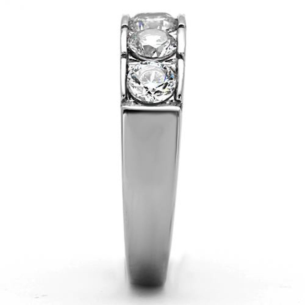 ARTK1082 Stainless Steel 1.50 Ct Round Cut Cz 316 Wedding Band Ring Women's Sizes 5-10