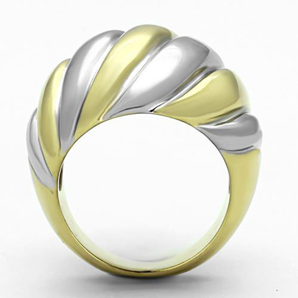 ARTK1219 Stainless Steel Two Toned IP Dome Fashion Ring Women's Size 5-10