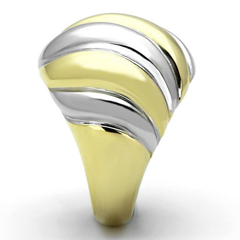 ARTK1219 Stainless Steel Two Toned IP Dome Fashion Ring Women's Size 5-10