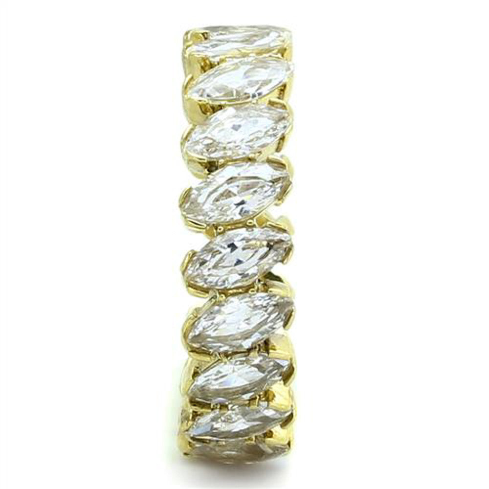 ARTK1234 Women's Marquise Cut Cz 14K Gold IP Stainless Steel Eternity Wedding Ring Band