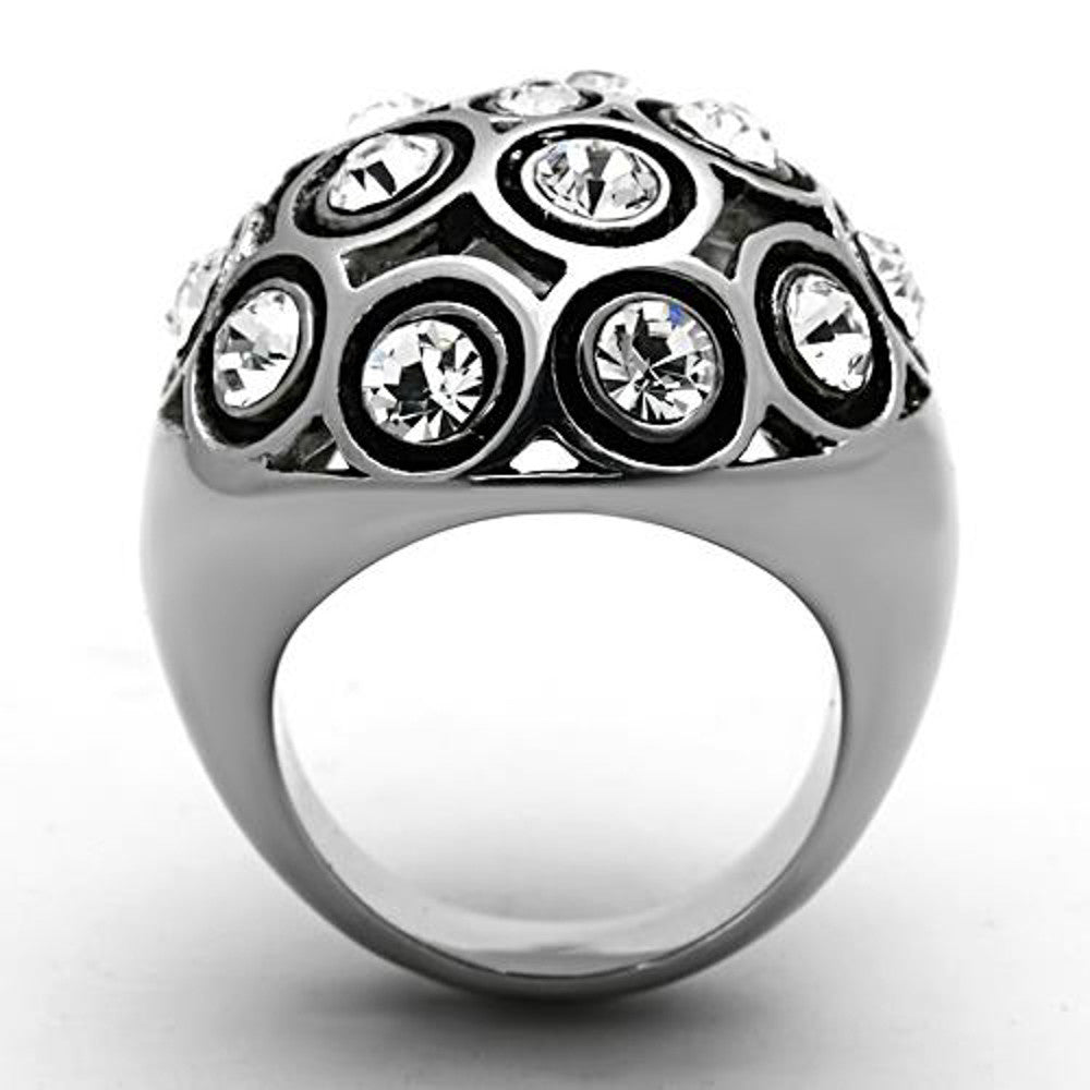 ARTK1325 Women's Stainless Steel 3.78 Ct Top Grade Crystal Dome Fashion Ring Size 5-10