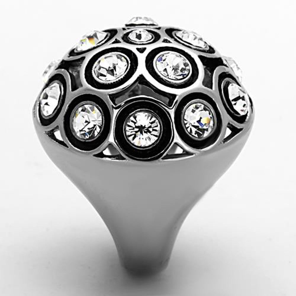 ARTK1325 Women's Stainless Steel 3.78 Ct Top Grade Crystal Dome Fashion Ring Size 5-10