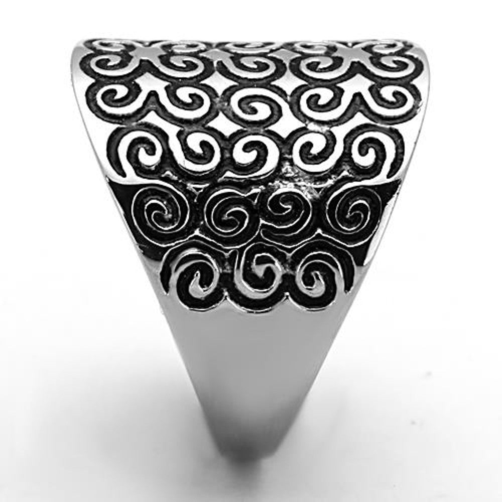 ARTK1329 Stainless Steel High Polished Swirl Epoxy Design Fashion Ring