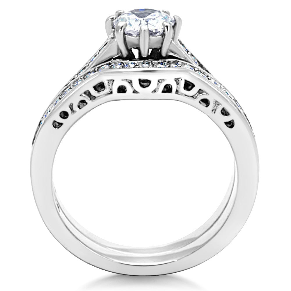 ST1330-ARCJSS485 His & Hers Stainless Steel 1.85 Ct Cz Bridal Set & Men's Eternity Wedding Band