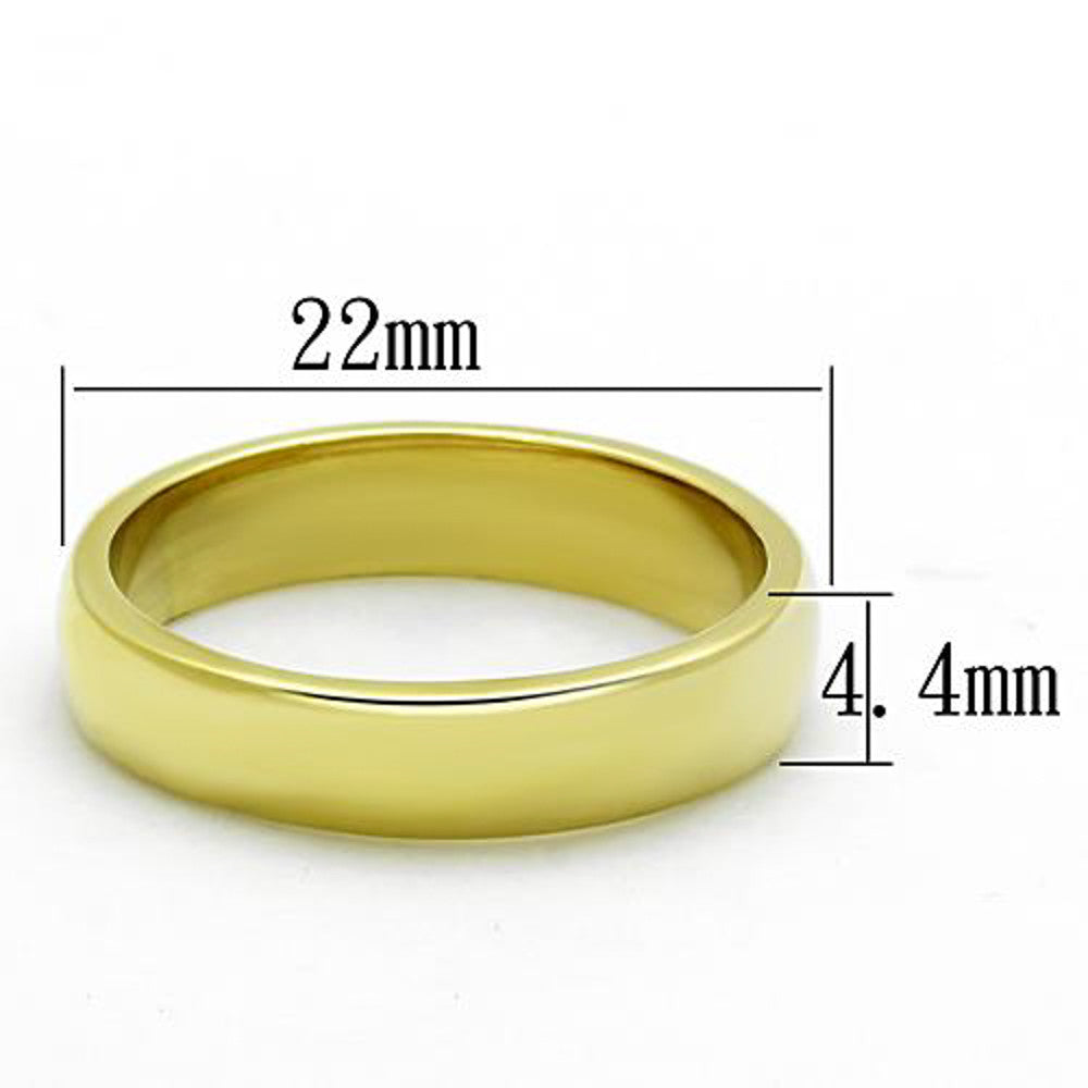 ARTK1375G Stainless Steel 316, 4.4mm Classic Gold Plated Unisex Wedding Band Sizes 5-13