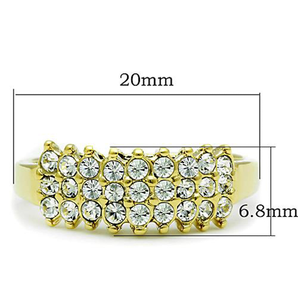 ARTK1384 Stainless Steel 14K Gold Ion Plated .81 Ct Crystal Cocktail Fashion Ring Size 5-10