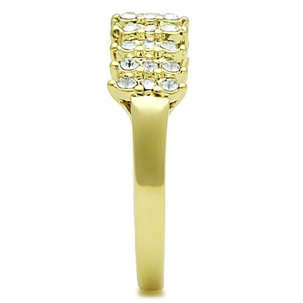 ARTK1384 Stainless Steel 14K Gold Ion Plated .81 Ct Crystal Cocktail Fashion Ring Size 5-10