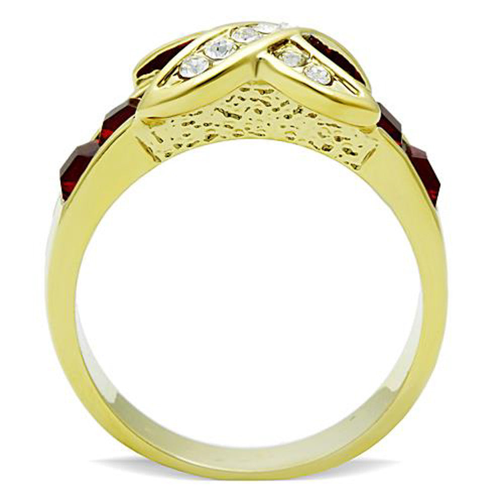 1.50 Ct Ruby Red CZ 14K Gold Plated Stainless Steel Fashion Ring Women's Sz 5-10