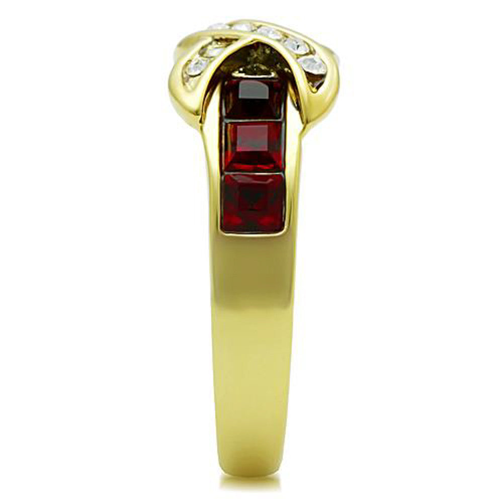 1.50 Ct Ruby Red CZ 14K Gold Plated Stainless Steel Fashion Ring Women's Sz 5-10