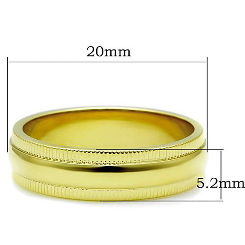 ARTK1392 Stainless Steel 316 Gold Ion Plated 5.2 Mm Wide Wedding Band Womens Sizes 5-10