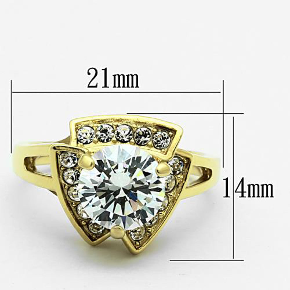 ARTK1412 Stainless Steel 3.1 Ct Stunning Round Cut CZ 14k GP Engagement Ring Size 5-10