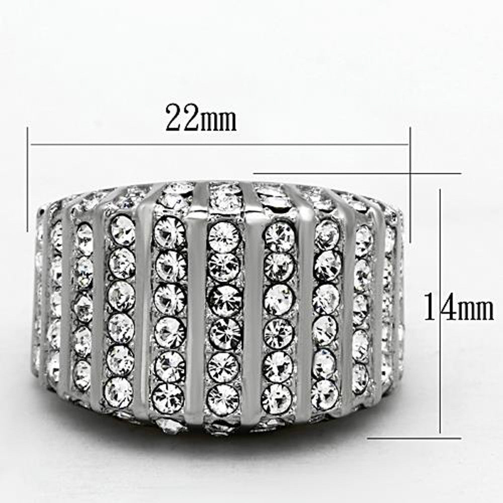 ARTK1447 Stainless Steel 2.75 Ct Round Cut Crystal Wide Band Fashion Ring Women'