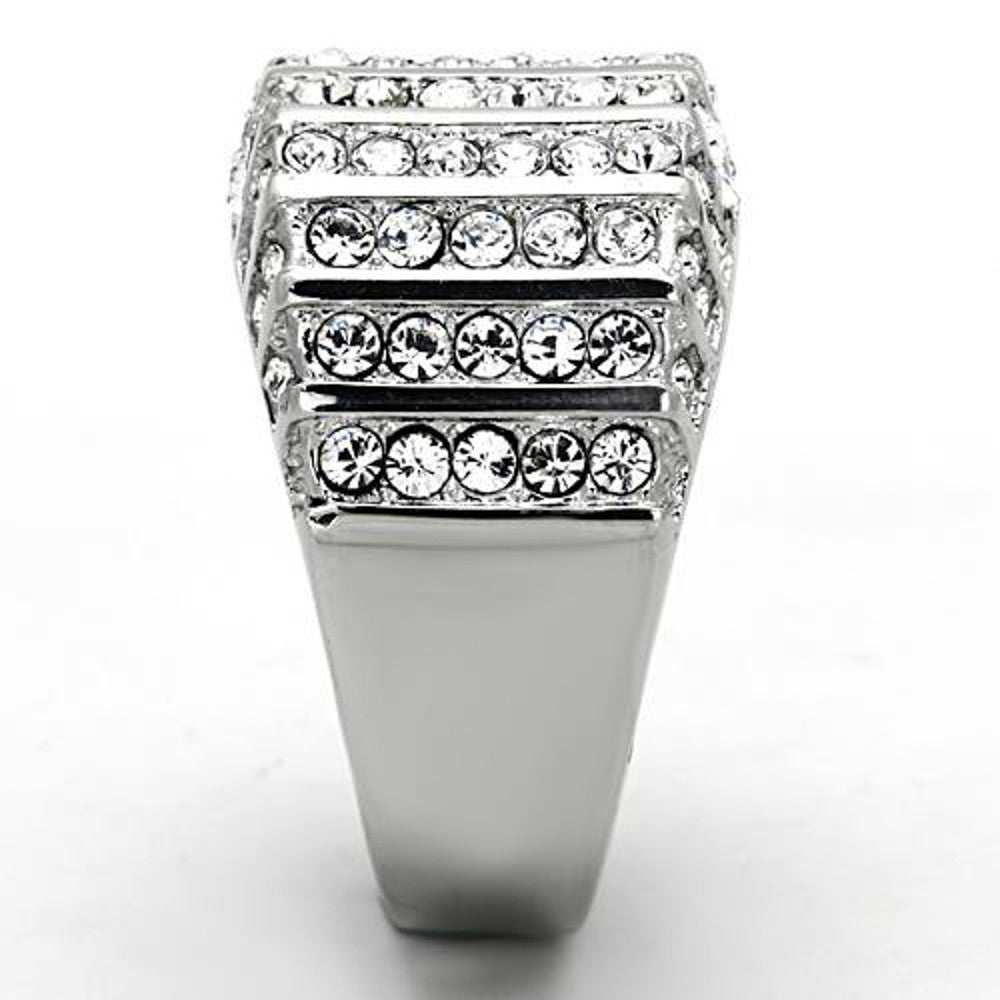 ARTK1447 Stainless Steel 2.75 Ct Round Cut Crystal Wide Band Fashion Ring Women'