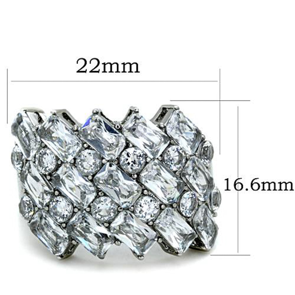 ARTK1522 Stainless Steel Stunning Silver Wide Band Zirconia Fashion Ring Women's Size 5-10