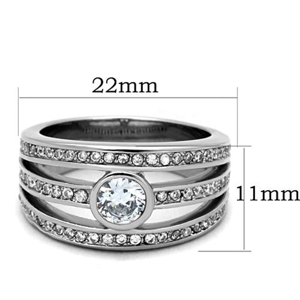 ARTK1525 Stainless Steel 316L .665 Ct Cubic Zirconia Anniversary Fashion Ring Sizes 5-10