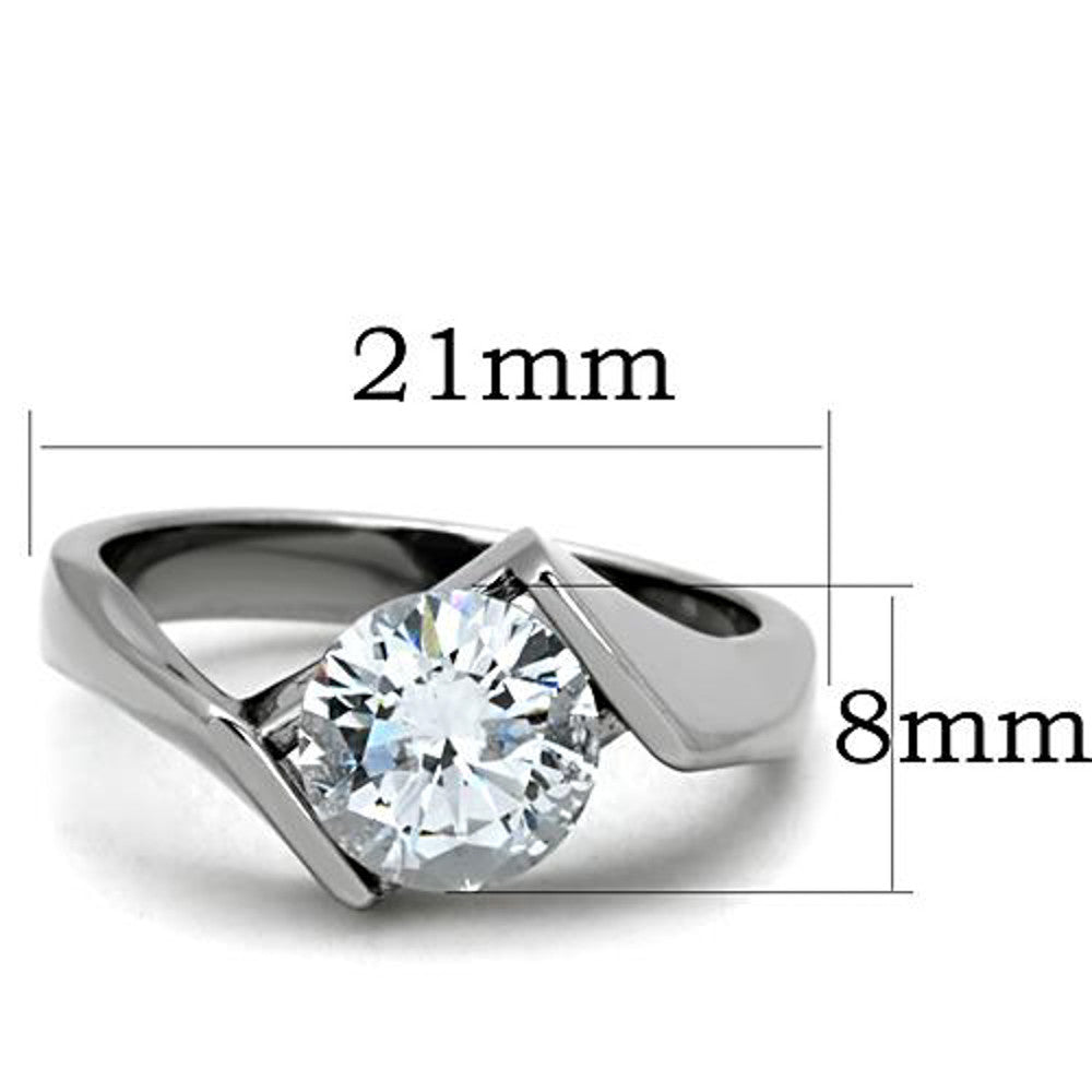 ARTK1538 Stainless Steel 2.04 Ct Round Cut Cubic Zirconia Engagement Ring Women's Sz 5-10