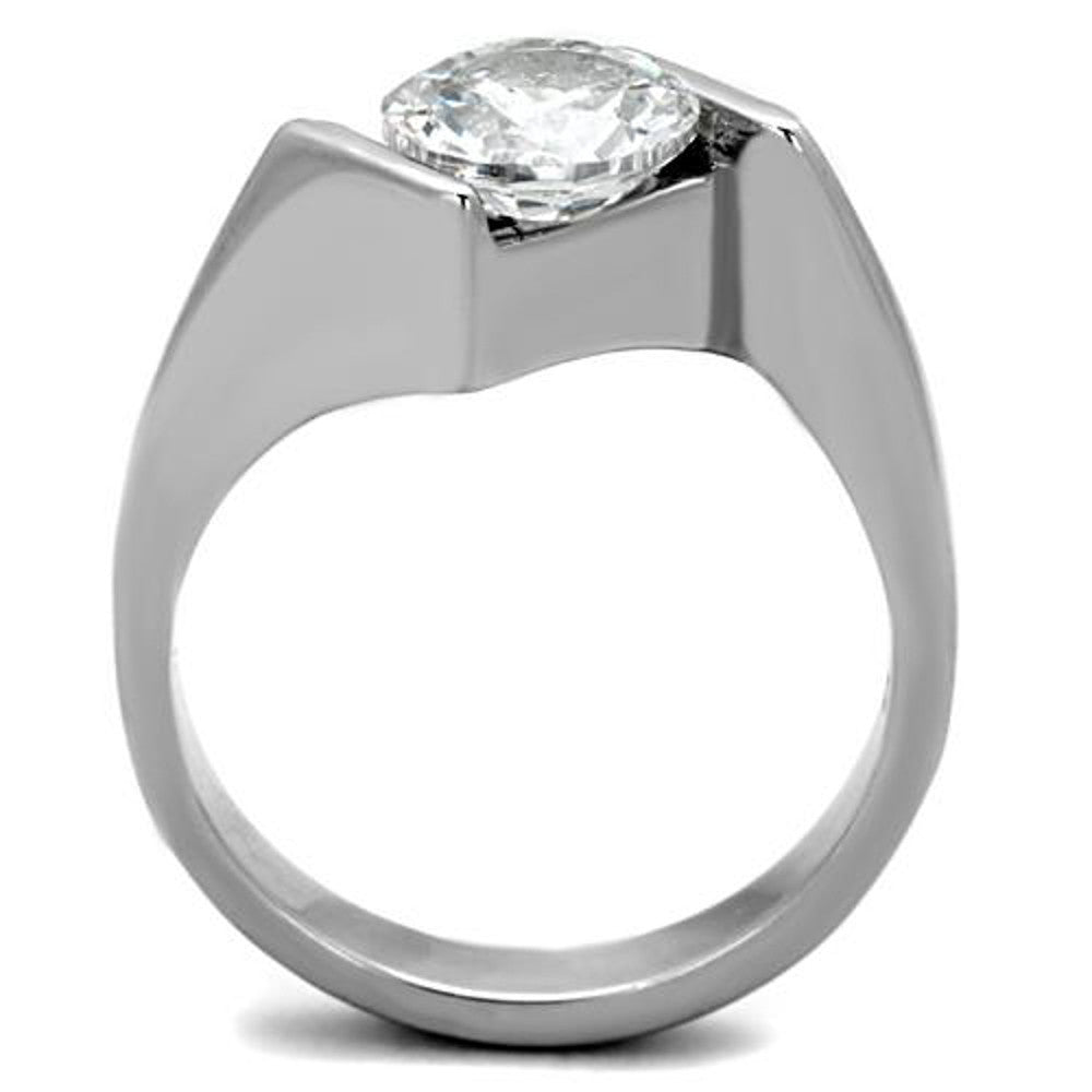 ARTK1538 Stainless Steel 2.04 Ct Round Cut Cubic Zirconia Engagement Ring Women's Sz 5-10