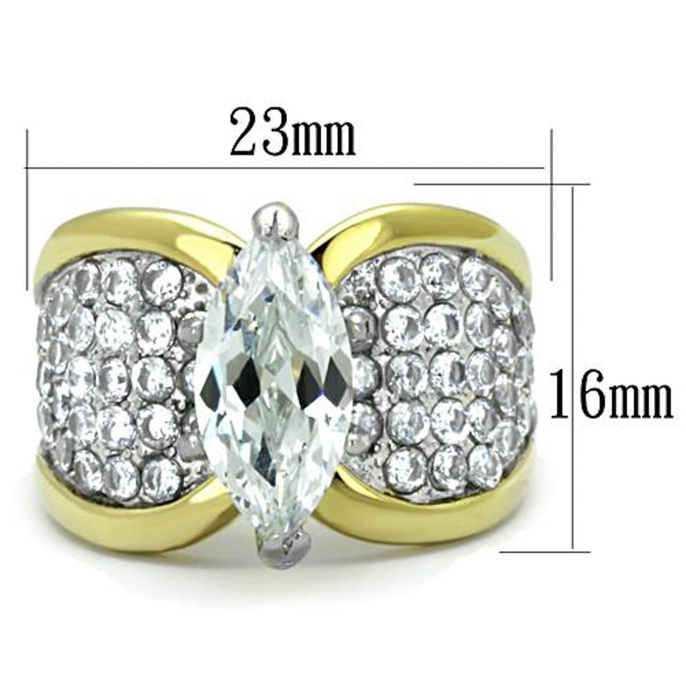 4.28 Ct Marquise Cut Cz Two Tone IP Stainless Steel Engagement Ring Sizes 5-10