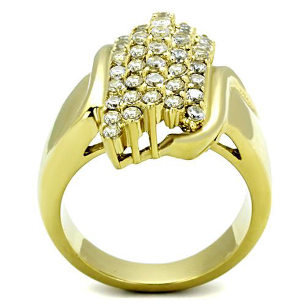 ARTK1554 Stunning 1 Ct CZ Stainless Steel 14k Gold IP Cocktail Ring Women's Size 5-10