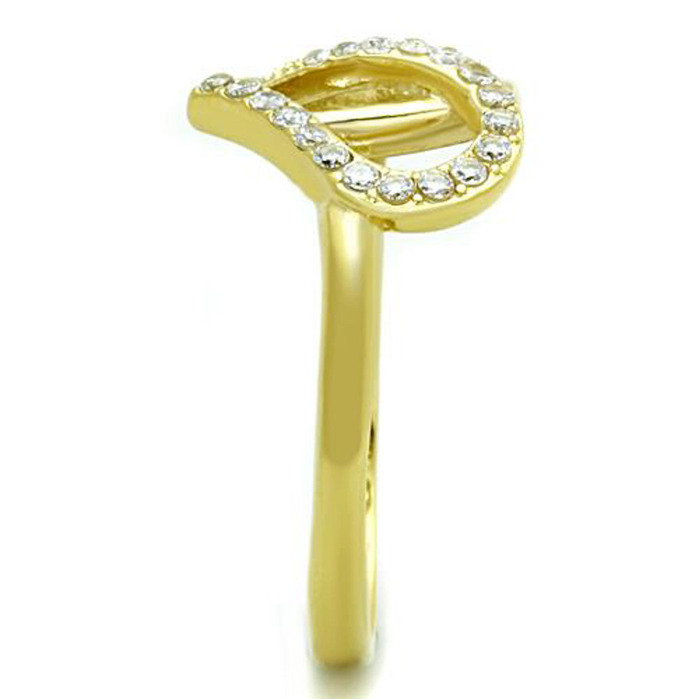 ARTK1586 Stainless Steel 14k Gold Ion Plated Heart Shaped CZ Fashion Ring Size 5-10