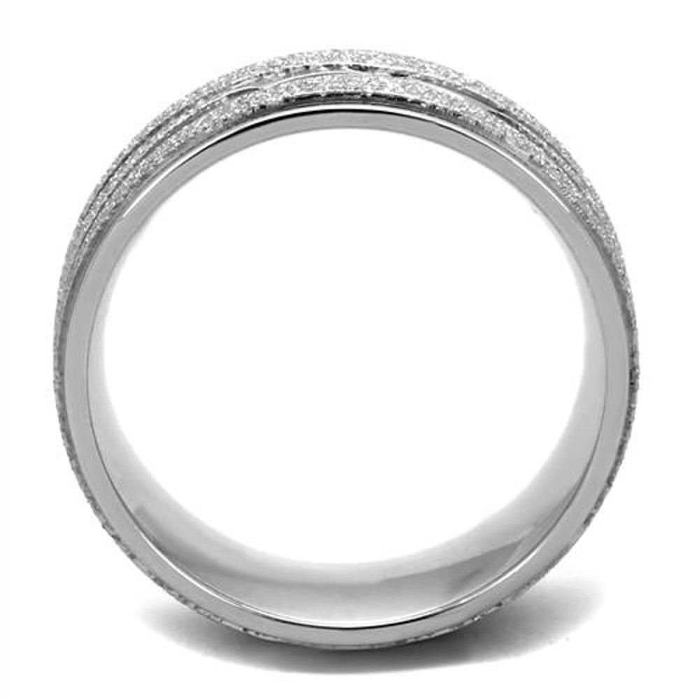 ARTK1671 Stainless Steel 316 Glitter 8mm Wide Anniversary Wedding Band Ring Sizes 5-10