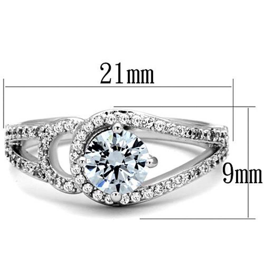 ARTK1681 Stainless Steel 1.25 Ct Round Cut Zirconia High Polished Engagement Ring Sz 5-10