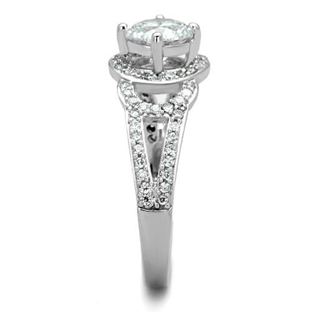 ARTK1681 Stainless Steel 1.25 Ct Round Cut Zirconia High Polished Engagement Ring Sz 5-10