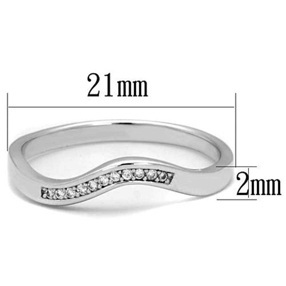 ARTK1682 Stainless Steel .06 Ct Cubic Zirconia Curved Band Promise Ring Women's Size 5-10